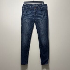 American Eagle Outfitters Women's Deep Indigo Skinny Jeans AEO Denim X